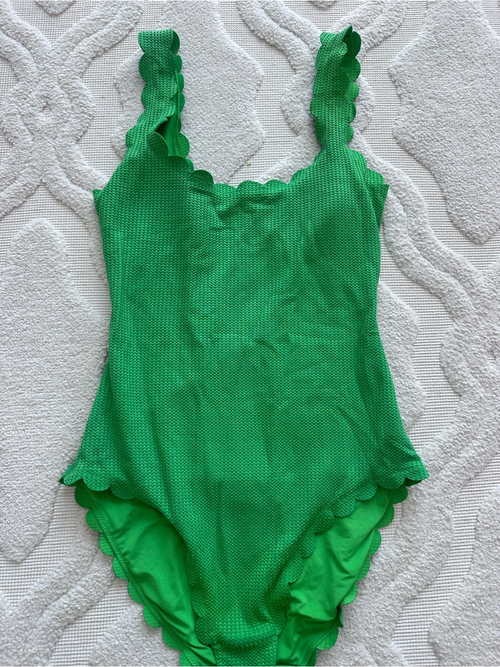 Scalloped Edge Green One-Piece Swimsuit